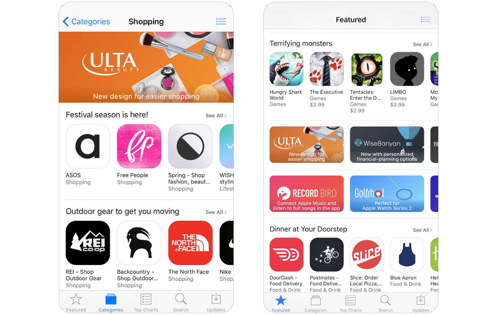 Screenshots of the Ulta Beauty app featured in the App Store