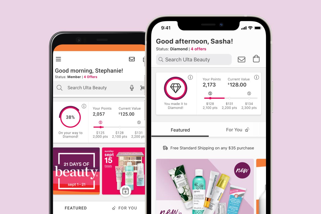 Ulta Beauty homepage on Android and iOS devices